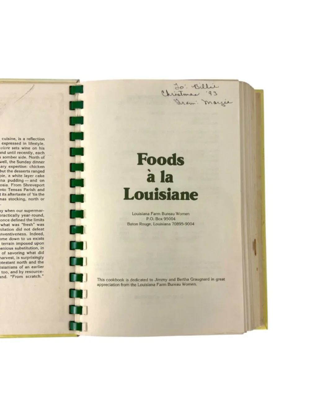 Foods À La Louisiane Cookbook Louisiana Farm Bureau Women Spiral Bound 1992